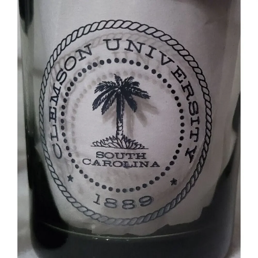 Lot 4 Clemson Tigers Clear Glass Liquor Cups Glasses Silver Rim Gray Smokey